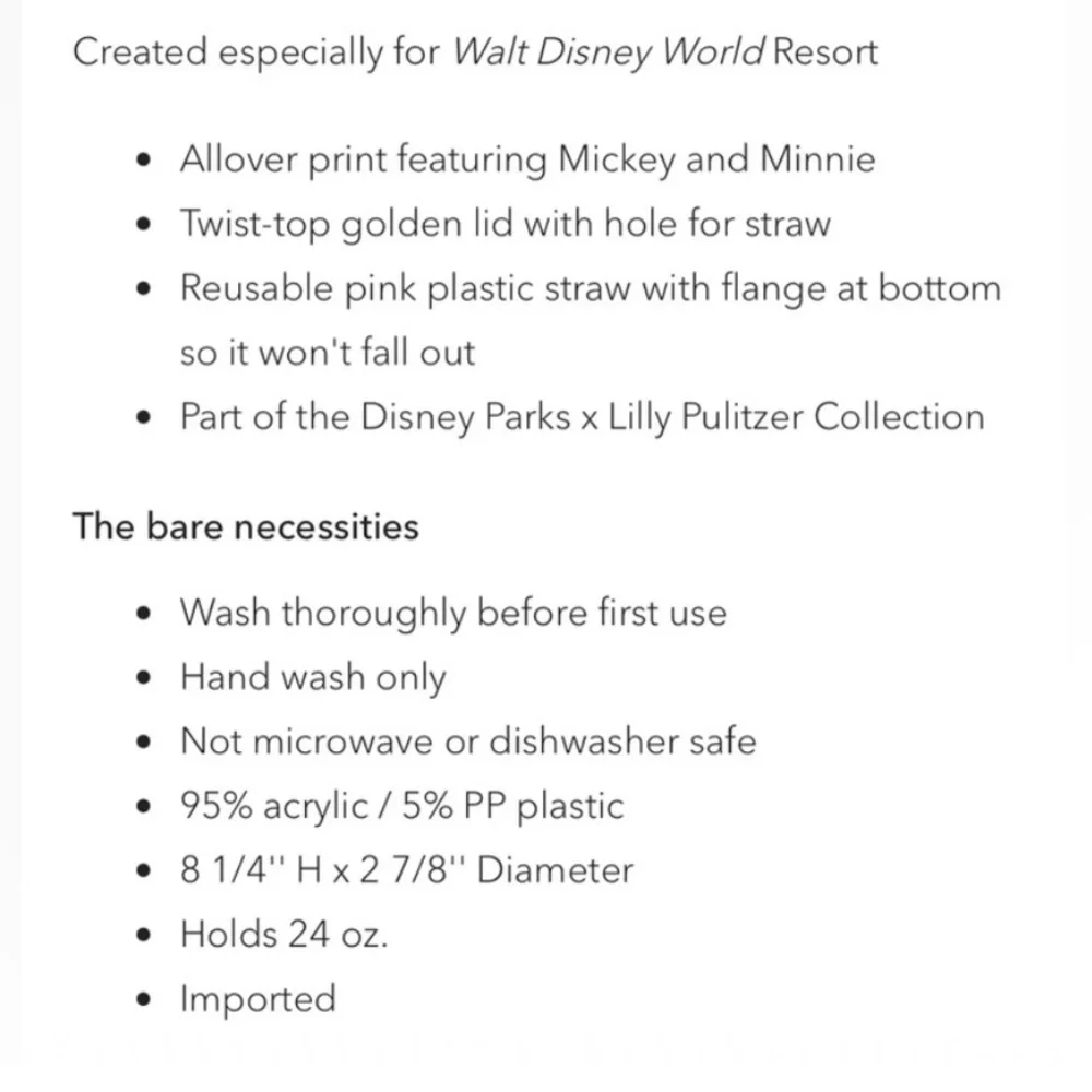 🆕 Lilly Pulitzer Lilly Loves Disney Tumbler Limited Edition